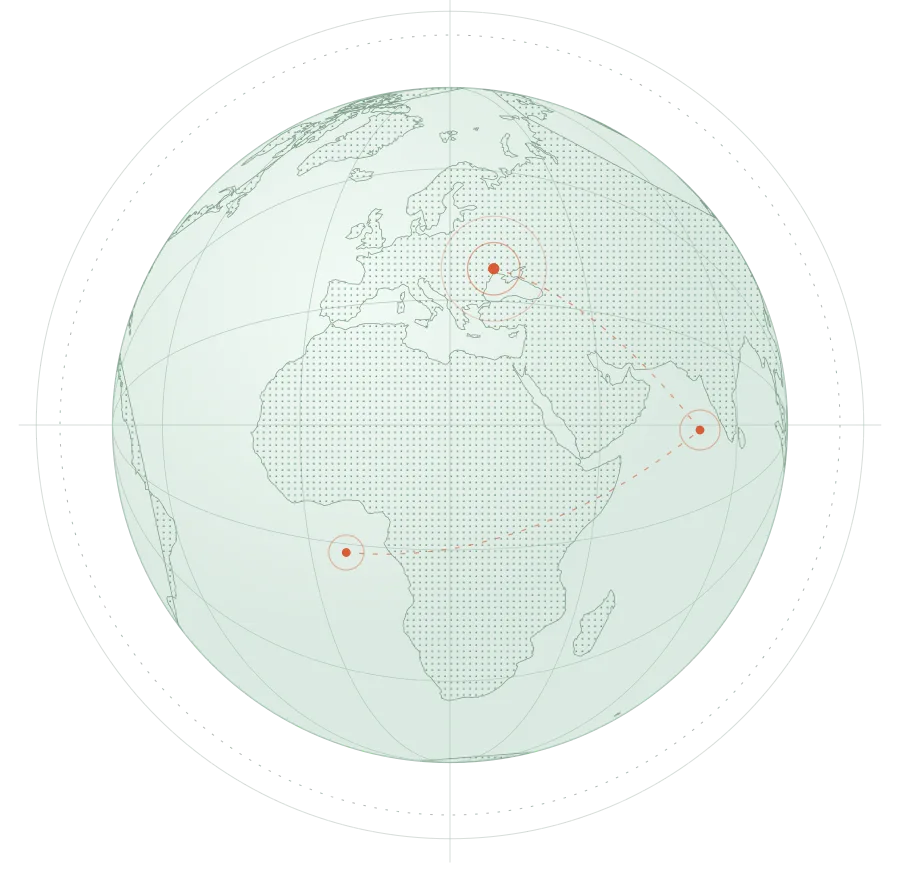 Illustrated Earth with conceptual connections between regions